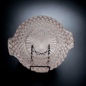 1930s Anchor Hocking Waterford Waffle Pattern Pink Depression Glass Platter